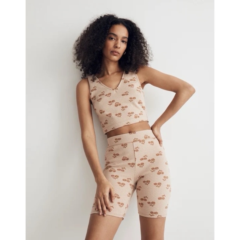 Madewell Bike Shorts & Crop Tank in Geo Daisy L